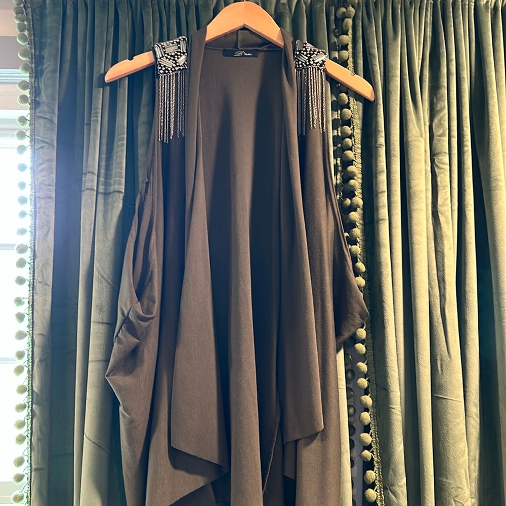 Olive Green Vest with shoulder detail